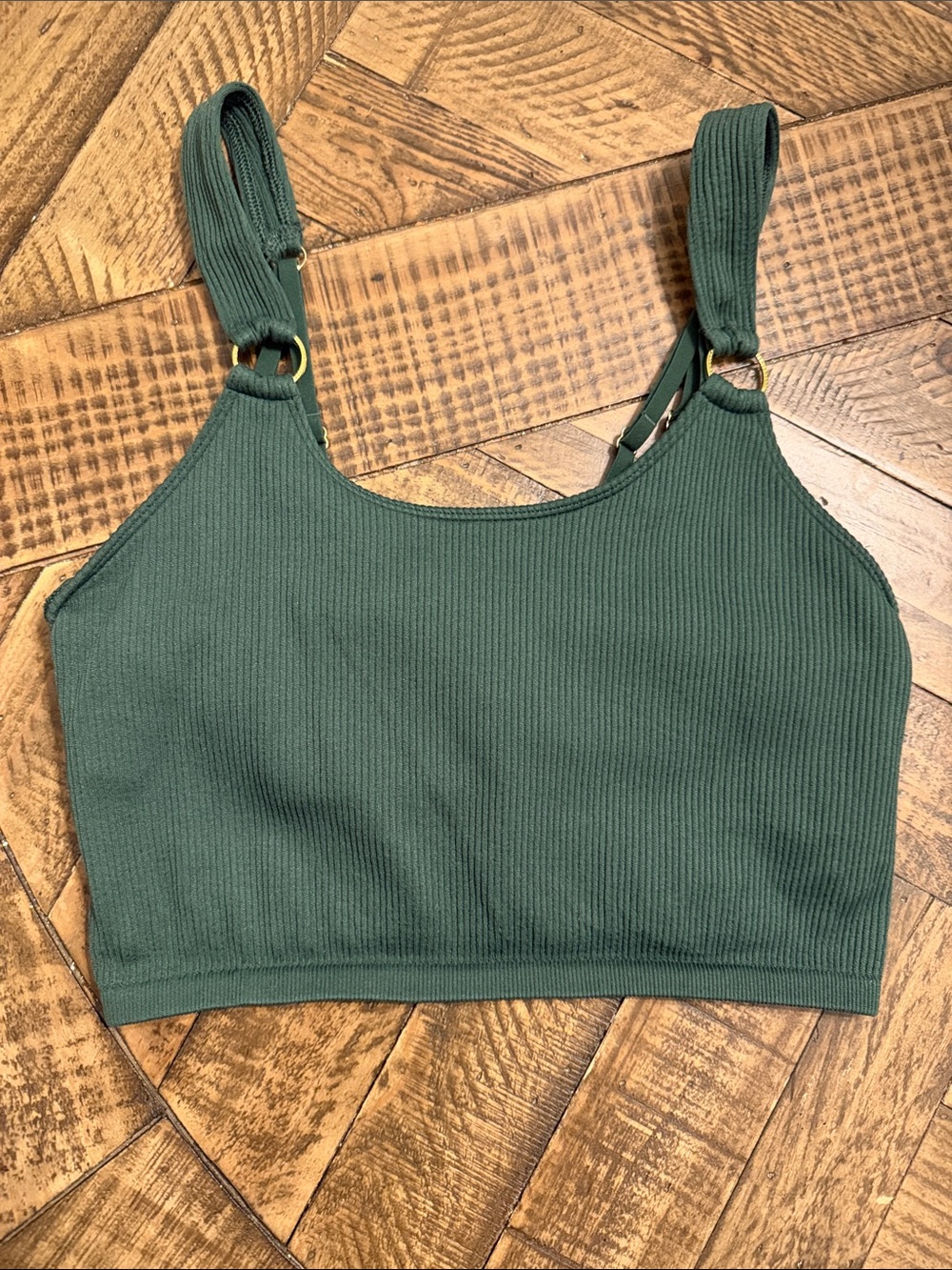 aerie Ribbed Camisole Bralette in Forest Green